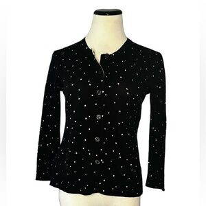 Loft Black Cardigan with star print, small. New with tags